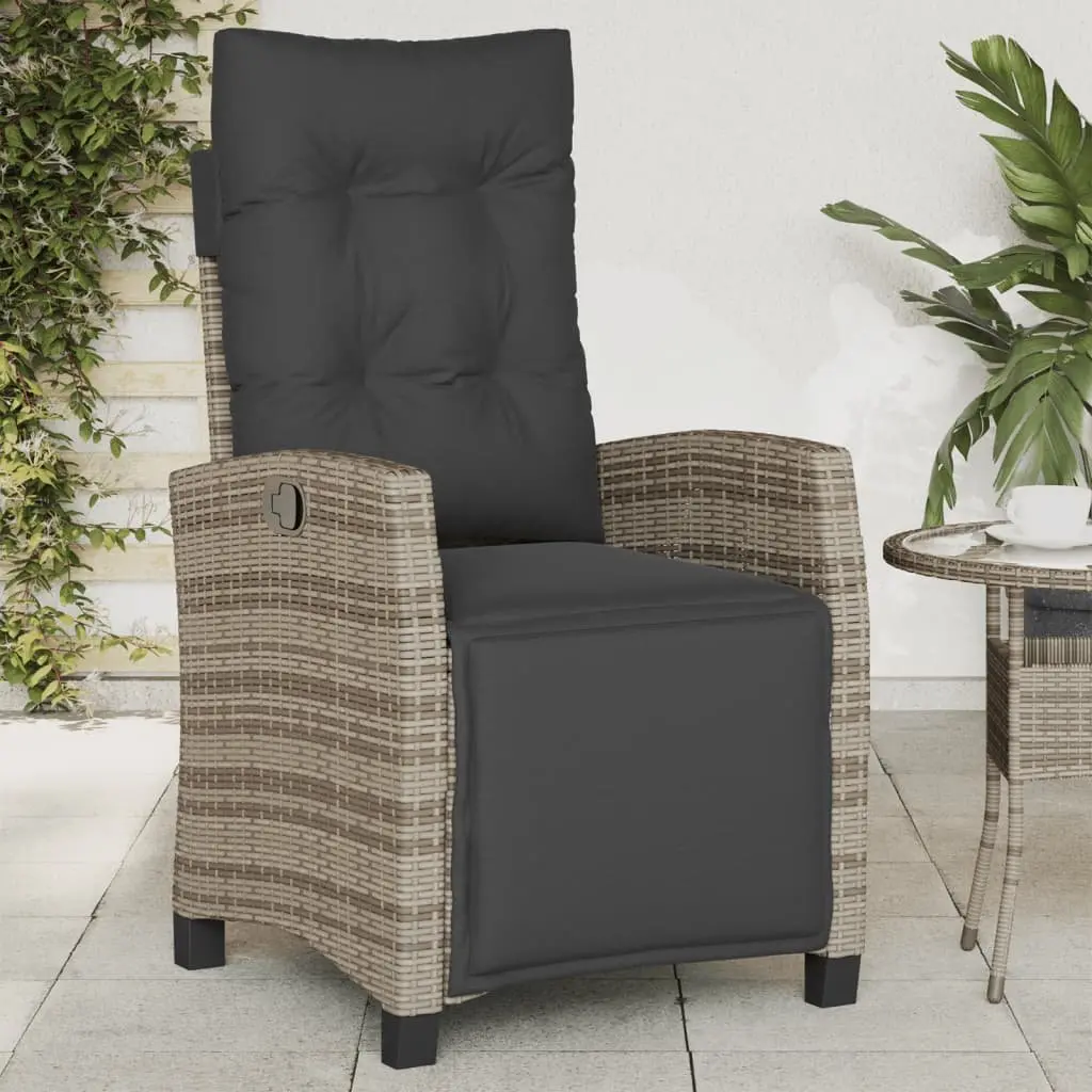 Reclining Garden Chairs Outdoor Seating Adjustable Grey 2 Piece