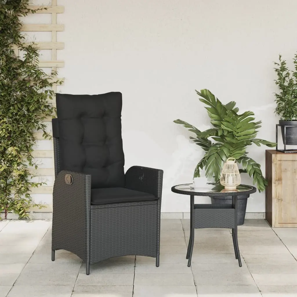 Reclining Garden Chair Adjustable Backrest Cushions Black Outdoor Seating