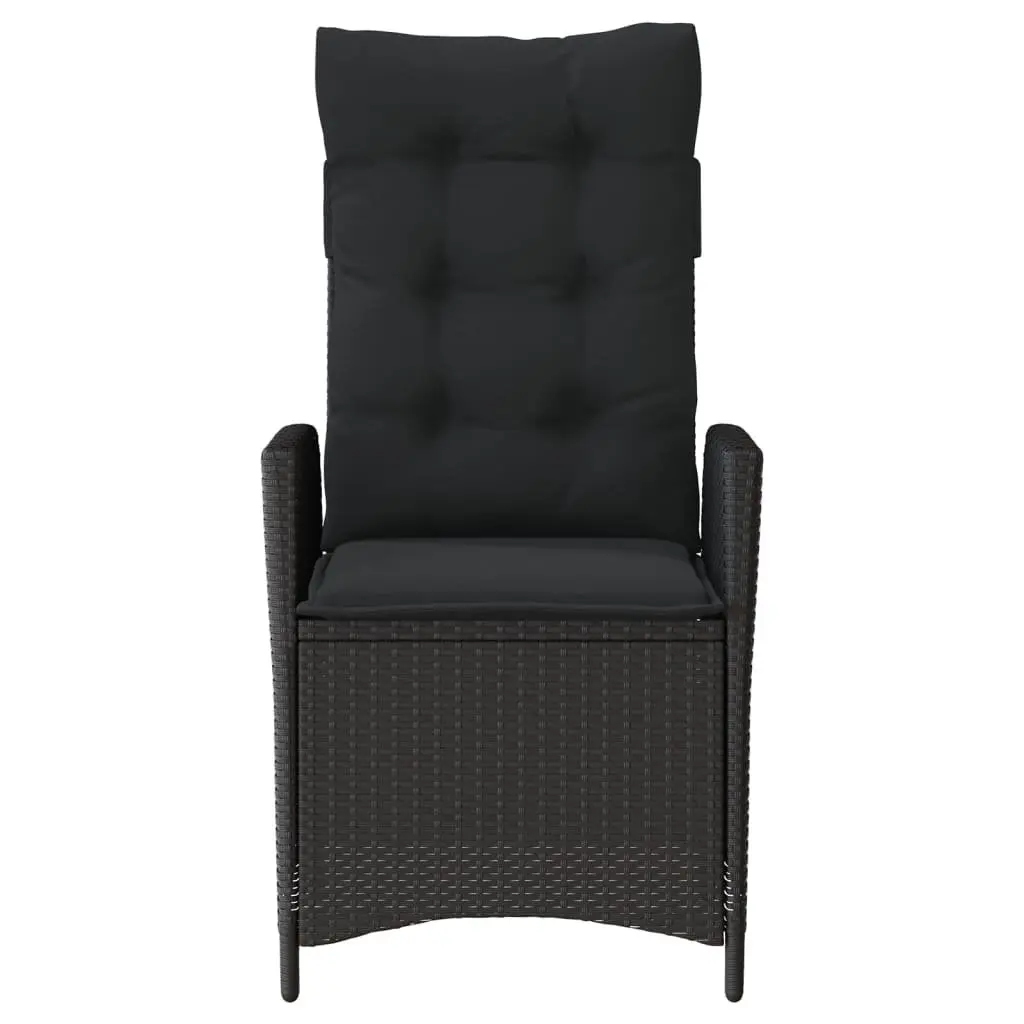 Reclining Garden Chair Adjustable Backrest Cushions Black Outdoor Seating