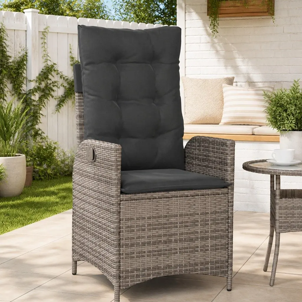 Reclining Garden Chair Outdoor Seating Adjustable Backrest Grey