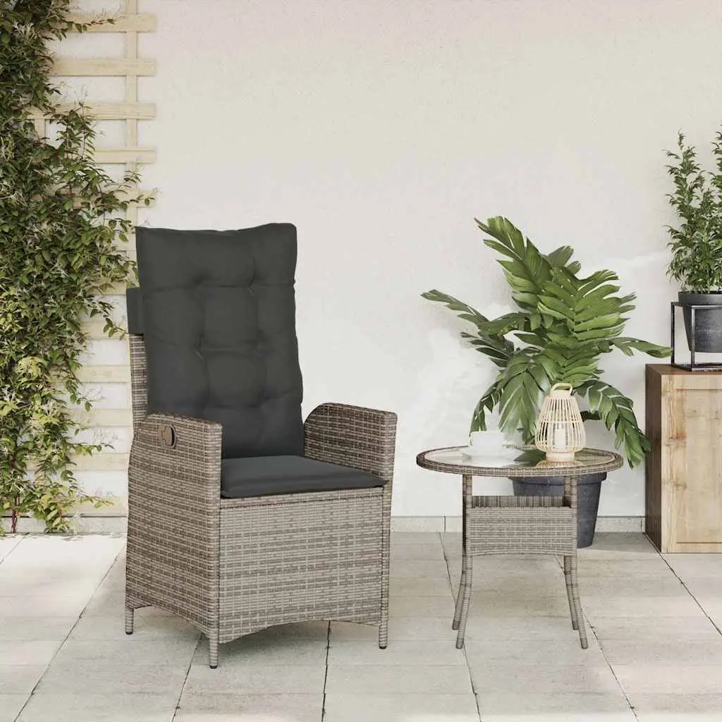 Reclining Garden Chair Outdoor Seating Adjustable Backrest Grey