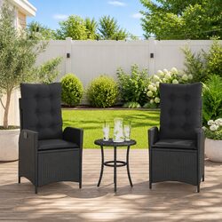 Reclining Outdoor Chairs 2 pcs Garden Seating with Cushions Black