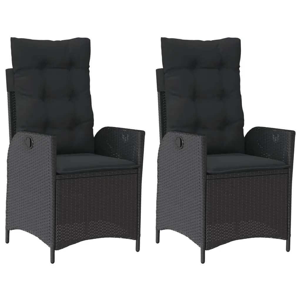 Reclining Outdoor Chairs Garden Seating 2 pcs Adjustable Backrest Padded Cushions Black