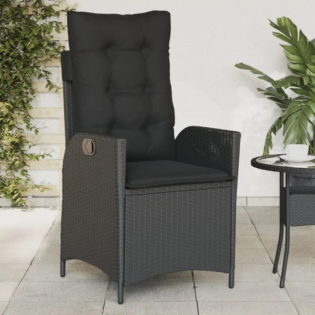 Reclining Outdoor Chairs Garden Seating 2 pcs Adjustable Backrest Padded Cushions Black