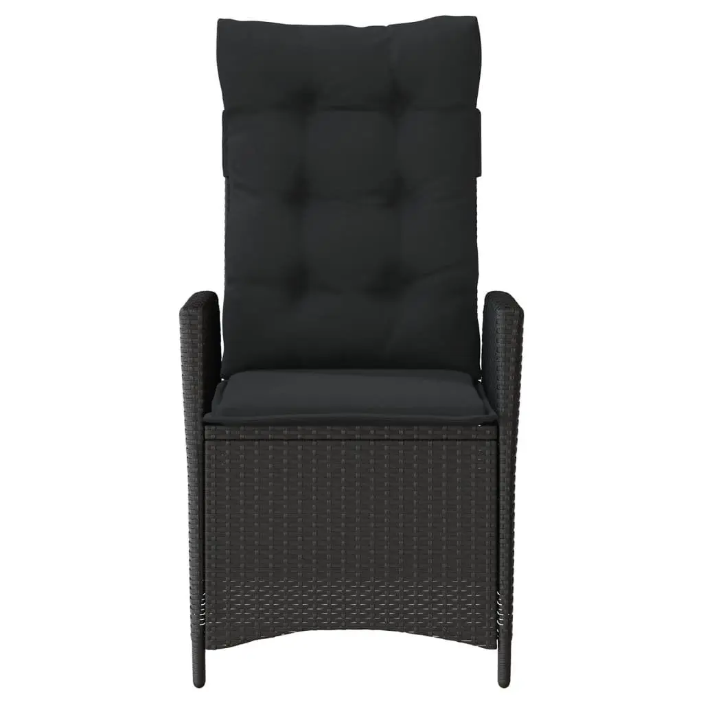 Reclining Outdoor Chairs Garden Seating 2 pcs Adjustable Backrest Padded Cushions Black