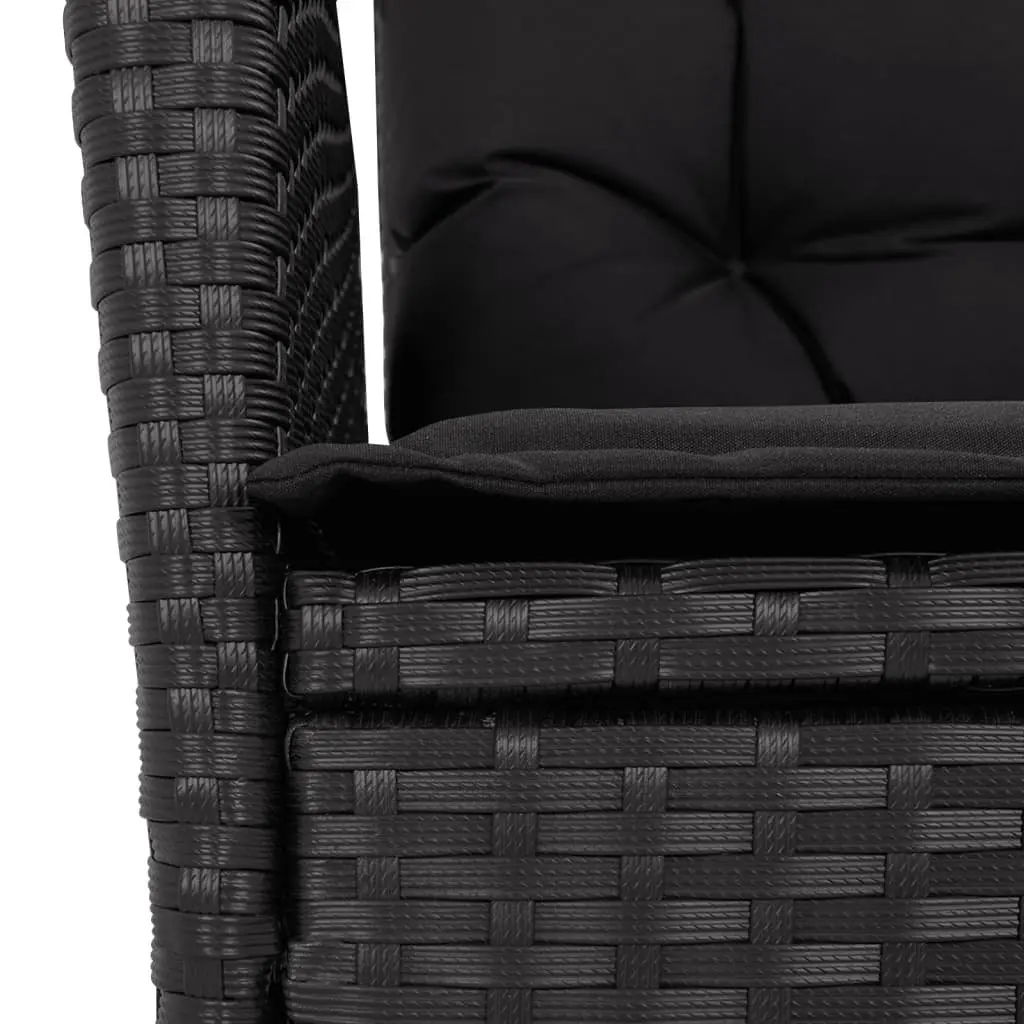 Reclining Outdoor Chairs Garden Seating 2 pcs Adjustable Backrest Padded Cushions Black