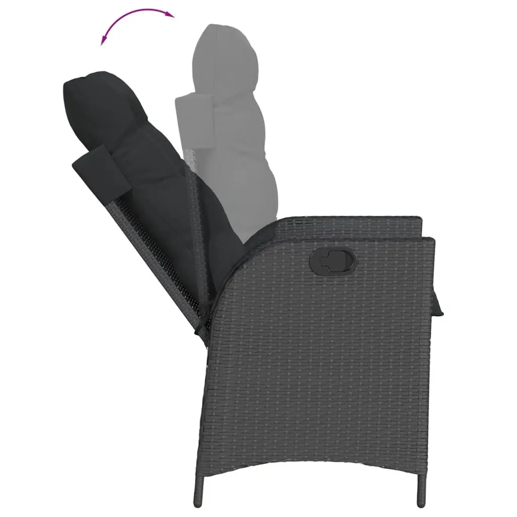 Reclining Outdoor Chairs Garden Seating 2 pcs Adjustable Backrest Padded Cushions Black