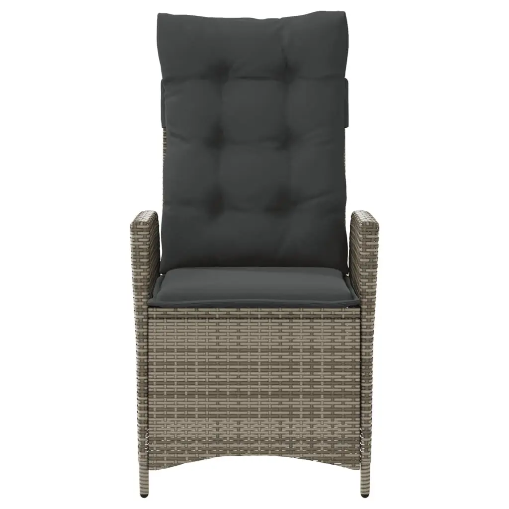Reclining Outdoor Garden Chairs 2pc Set Grey Poly Rattan with Cushions