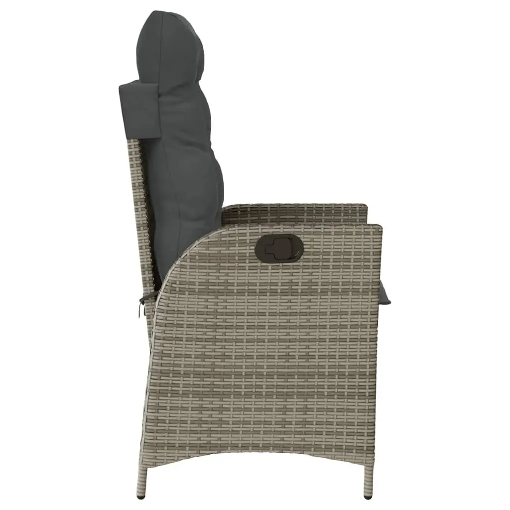 Reclining Outdoor Garden Chairs 2pc Set Grey Poly Rattan with Cushions