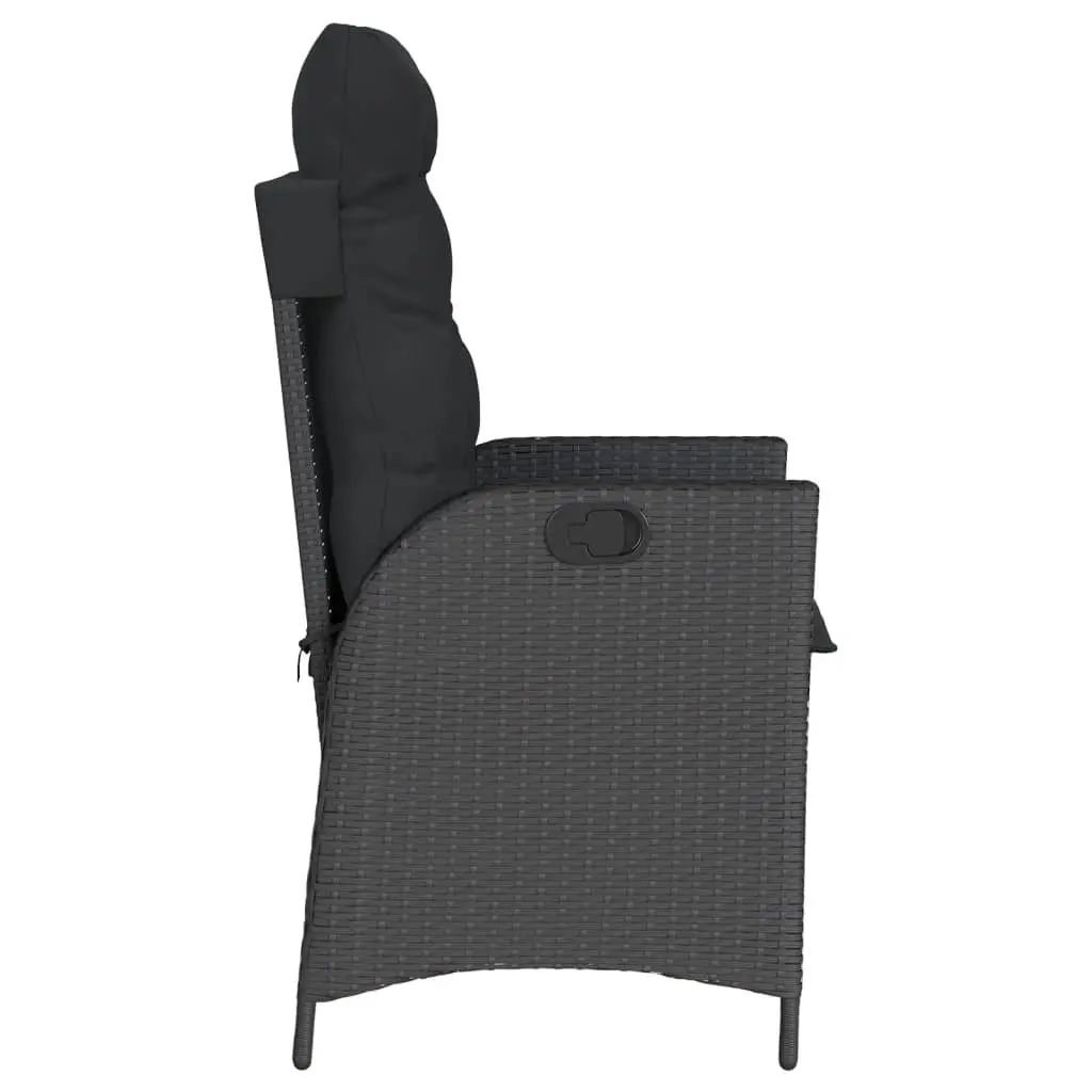 3 Piece Bistro Set Outdoor Furniture Black Rattan Chairs Adjustable Backrest Table