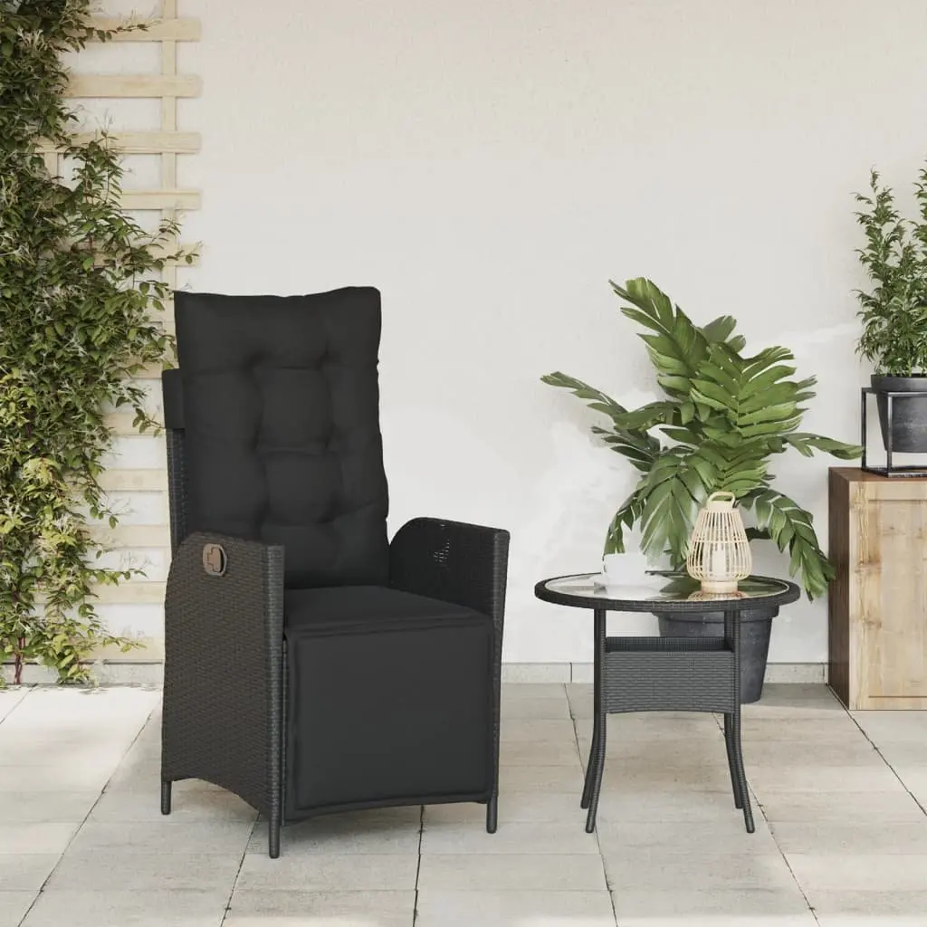 Reclining Garden Chair Outdoor Lounger Adjustable Backrest Footrest Black