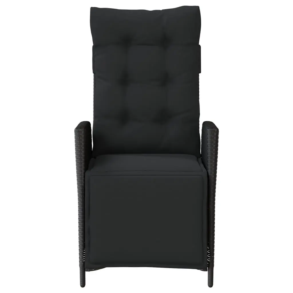 Reclining Garden Chair Outdoor Lounger Adjustable Backrest Footrest Black