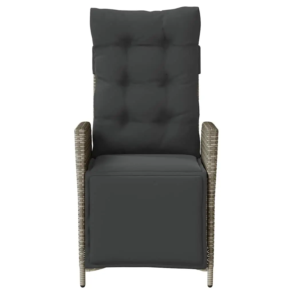 Reclining Outdoor Garden Chair with Footrest Grey Poly Rattan Adjustable