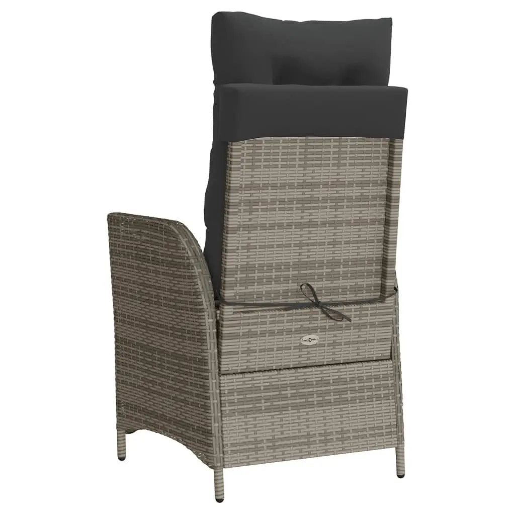 Reclining Outdoor Garden Chair with Footrest Grey Poly Rattan Adjustable
