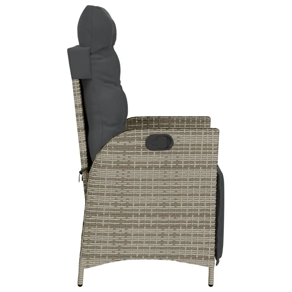 Reclining Outdoor Garden Chair with Footrest Grey Poly Rattan Adjustable