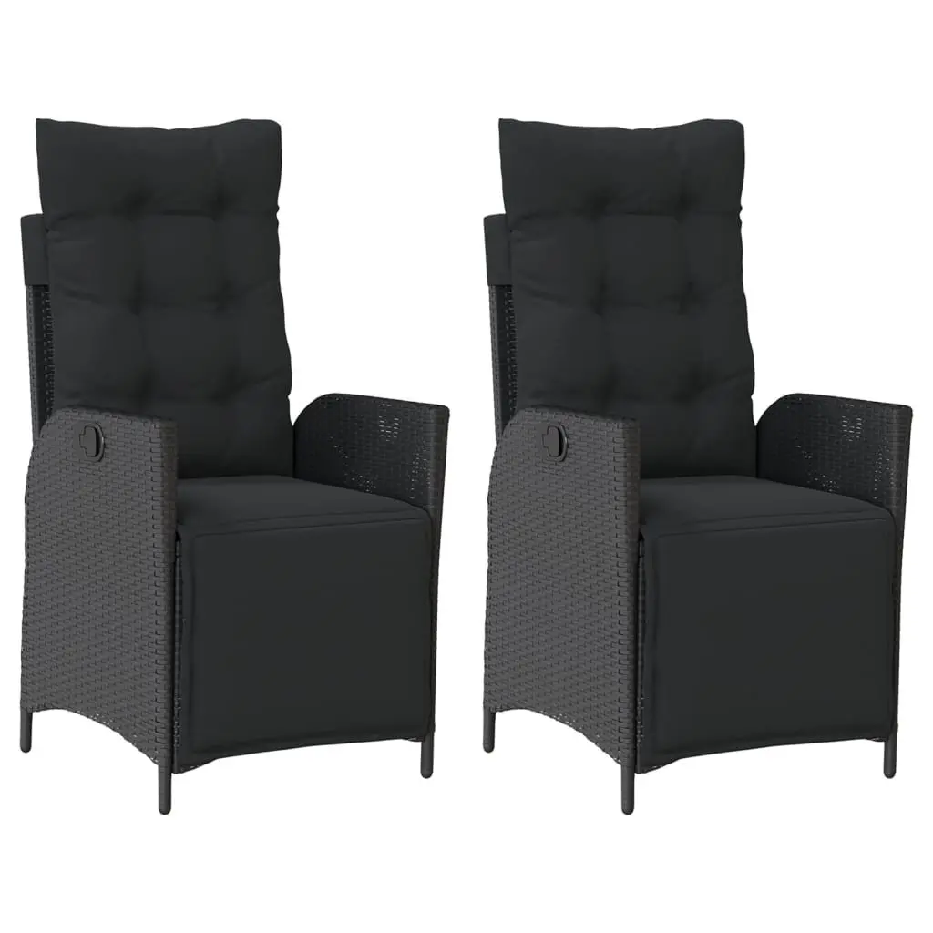 Reclining Garden Chairs Outdoor Seating Adjustable Footrest Black 2 Piece