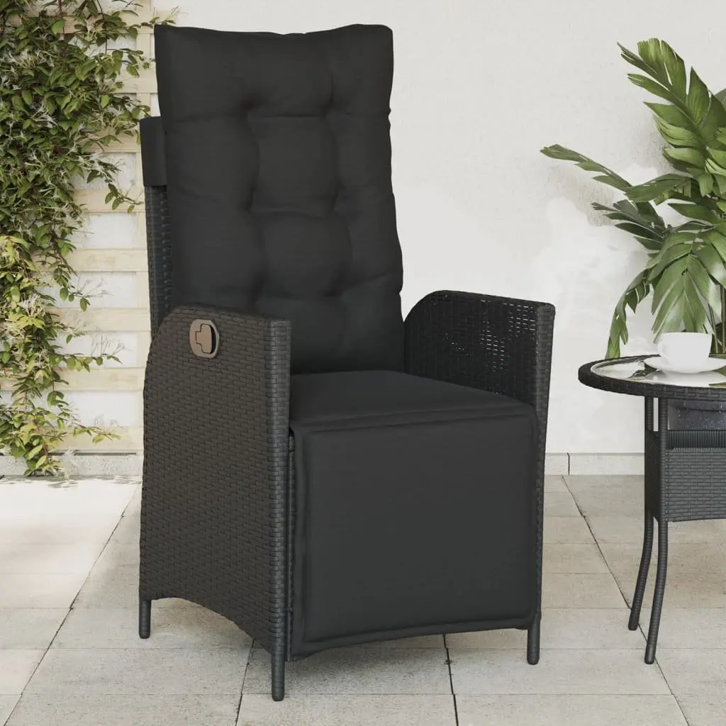 Reclining Garden Chairs Outdoor Seating Adjustable Footrest Black 2 Piece