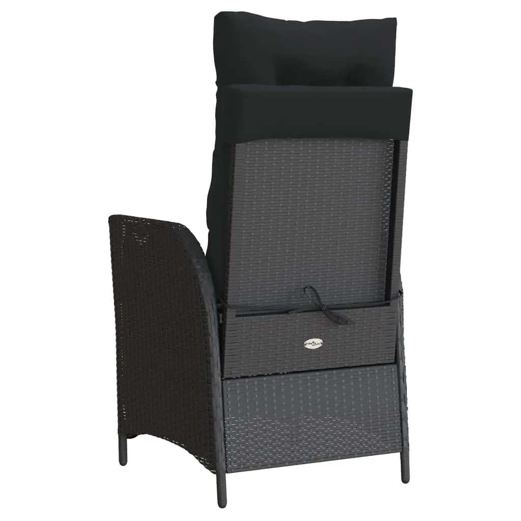 Reclining Garden Chairs Outdoor Seating Adjustable Footrest Black 2 Piece