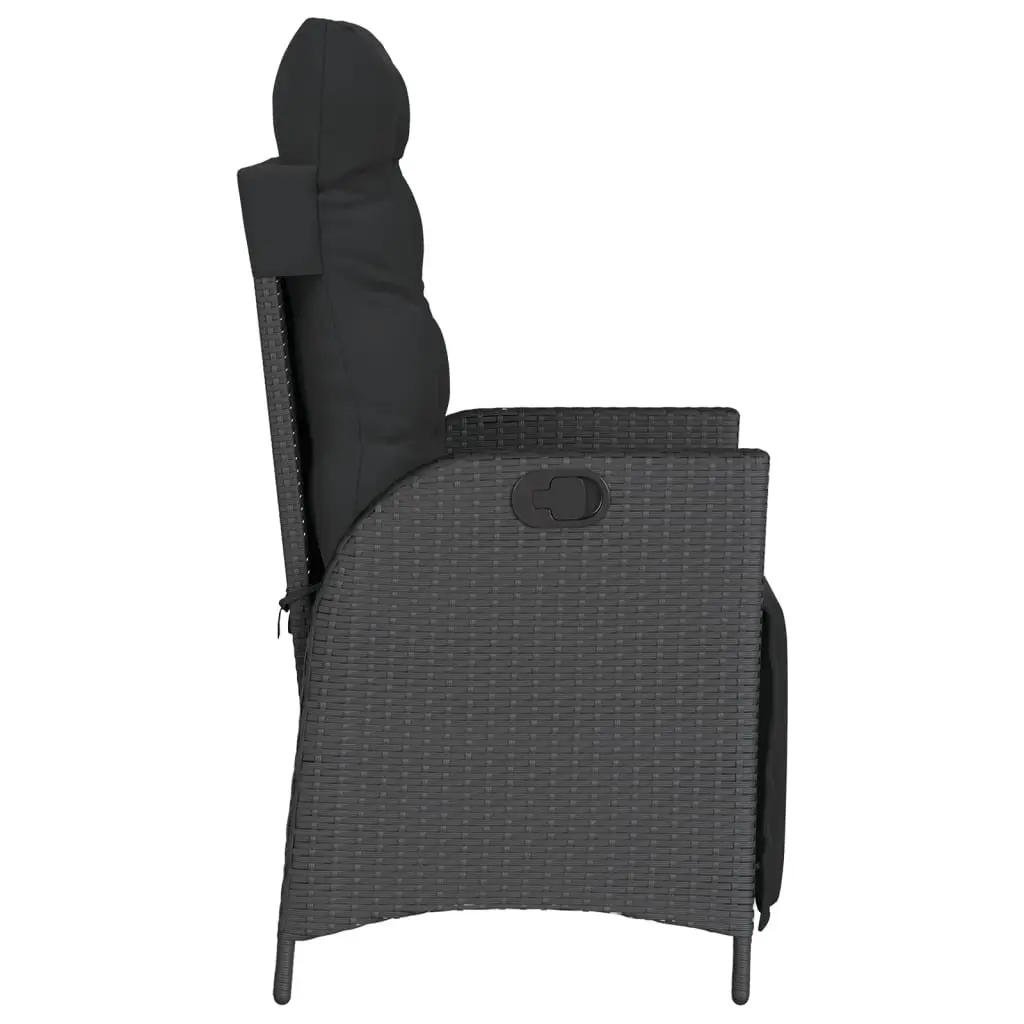 Reclining Garden Chairs Outdoor Seating Adjustable Footrest Black 2 Piece