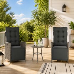 Outdoor Reclining Garden Chairs 2 pcs with Footrest Adjustable Backrest Grey