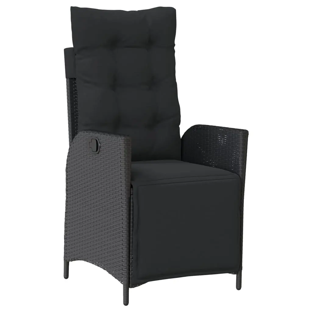 3 Piece Bistro Set Garden Furniture Outdoor Patio Chairs Table Black Poly Rattan