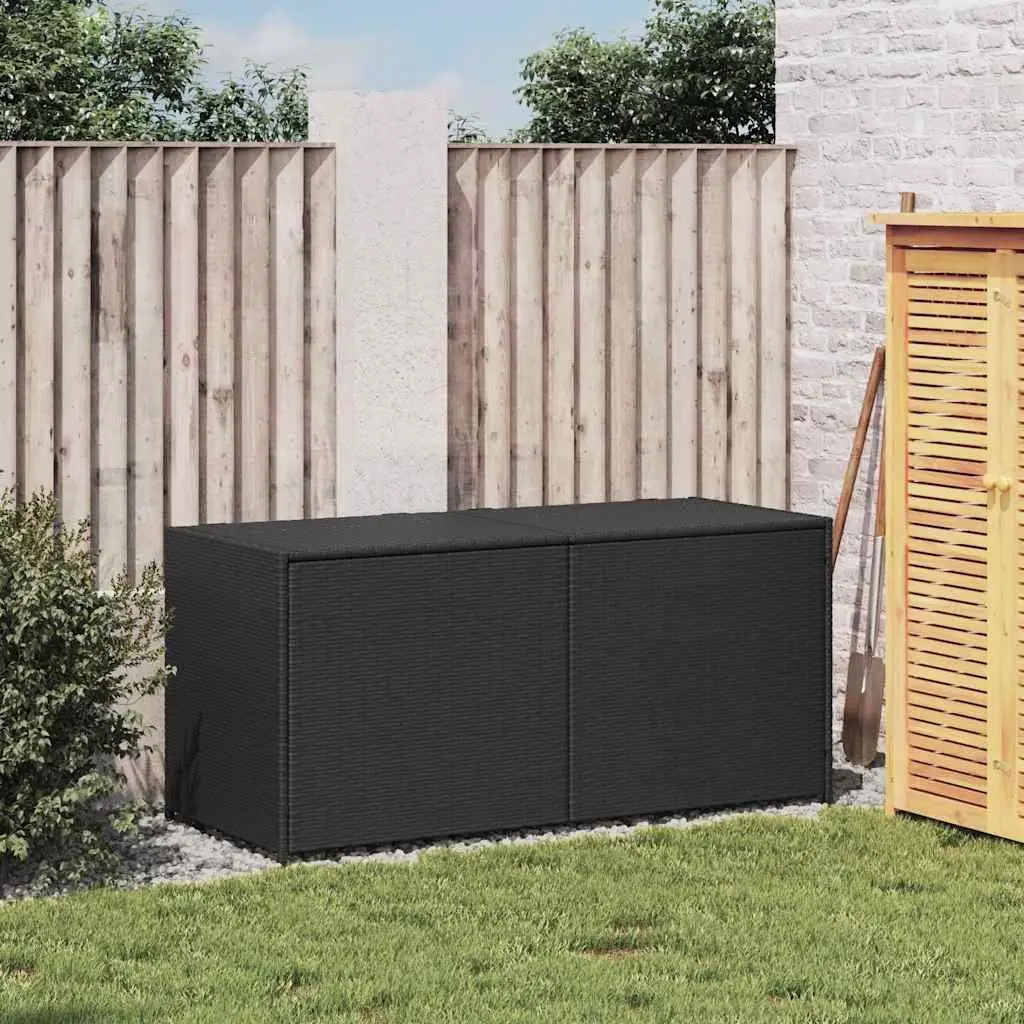 Outdoor Garden Storage Box Black 283L Poly Rattan Weather Resistant Patio Chest