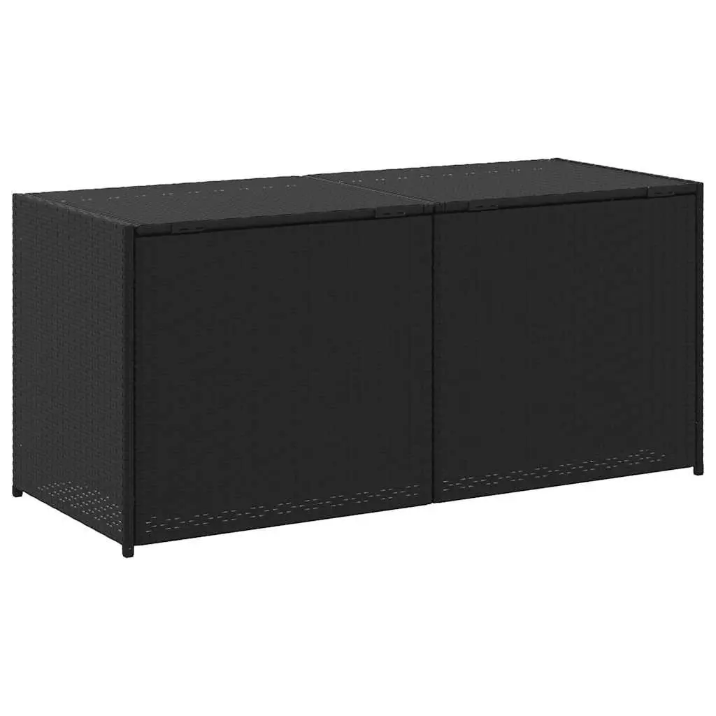 Outdoor Garden Storage Box Black 283L Poly Rattan Weather Resistant Patio Chest