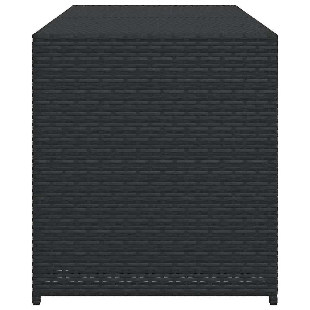 Outdoor Garden Storage Box Black 283L Poly Rattan Weather Resistant Patio Chest