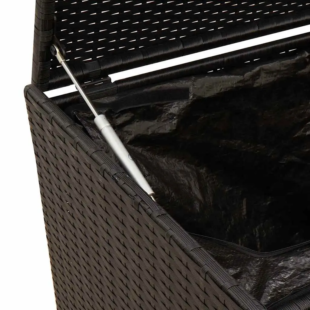 Outdoor Garden Storage Box Black 283L Poly Rattan Weather Resistant Patio Chest