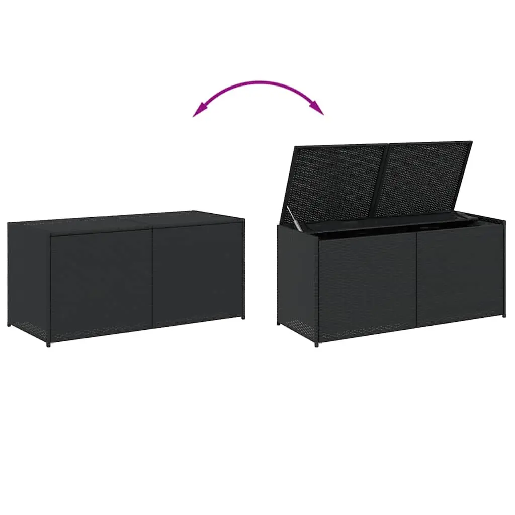 Outdoor Garden Storage Box Black 283L Poly Rattan Weather Resistant Patio Chest
