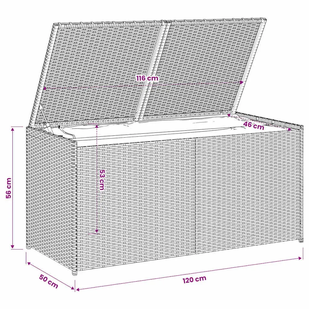 Outdoor Garden Storage Box Black 283L Poly Rattan Weather Resistant Patio Chest