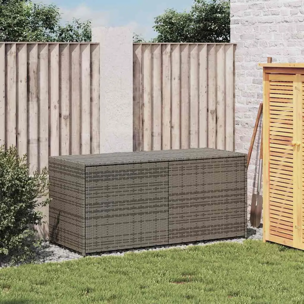 Garden Storage Box Outdoor Cushion Storage 283L Grey Poly Rattan