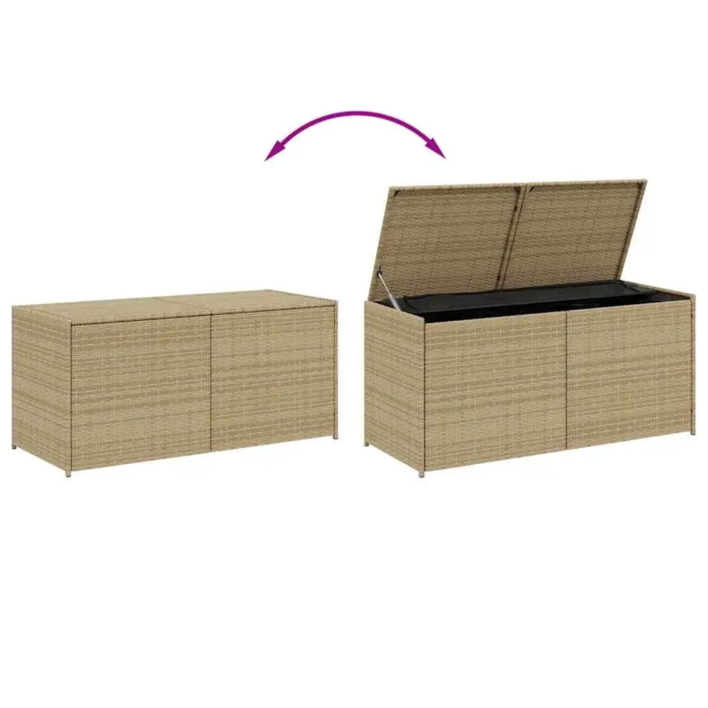 Garden Storage Box Beige Outdoor Patio Furniture Poly Rattan 283L Waterproof