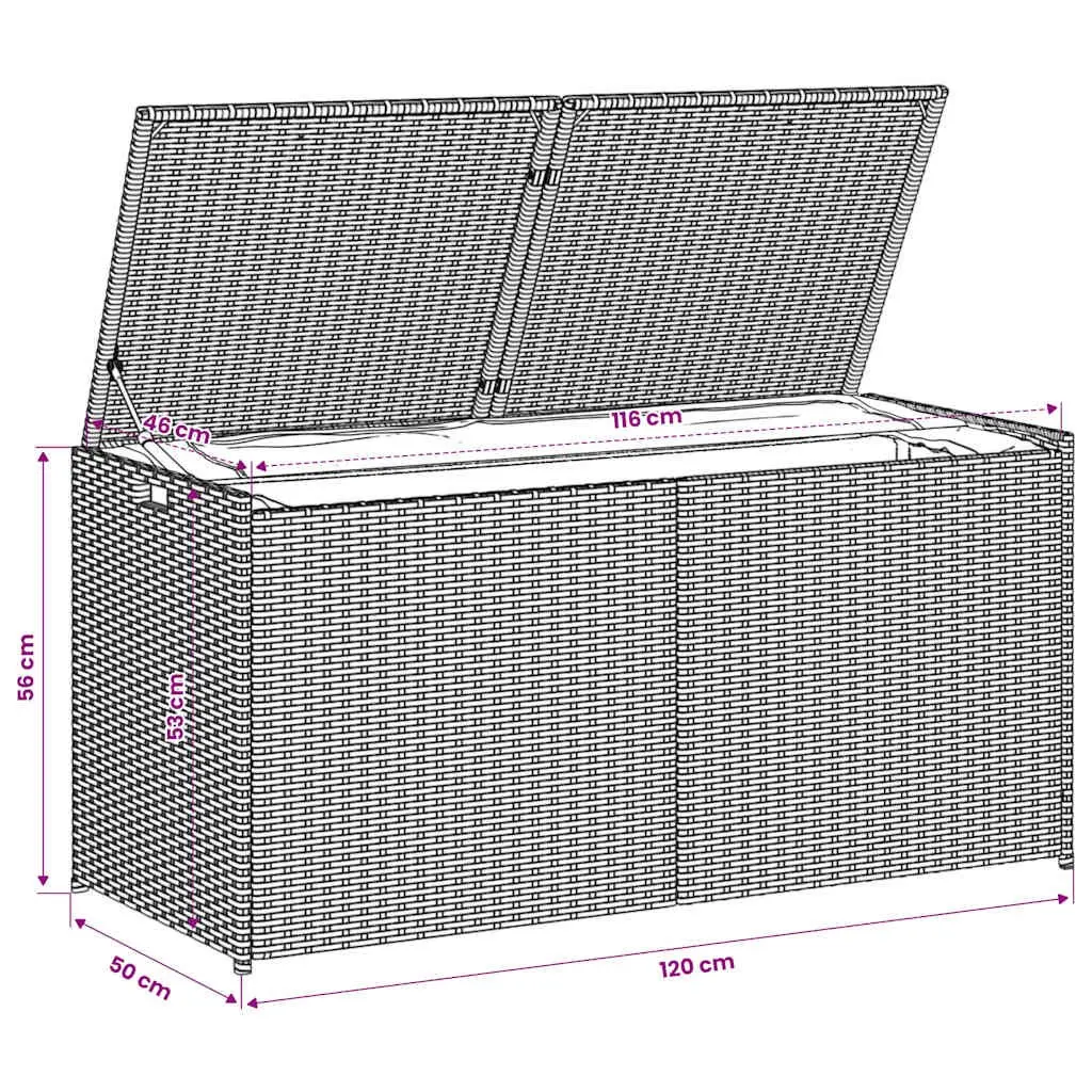 Garden Storage Box Beige Outdoor Patio Furniture Poly Rattan 283L Waterproof