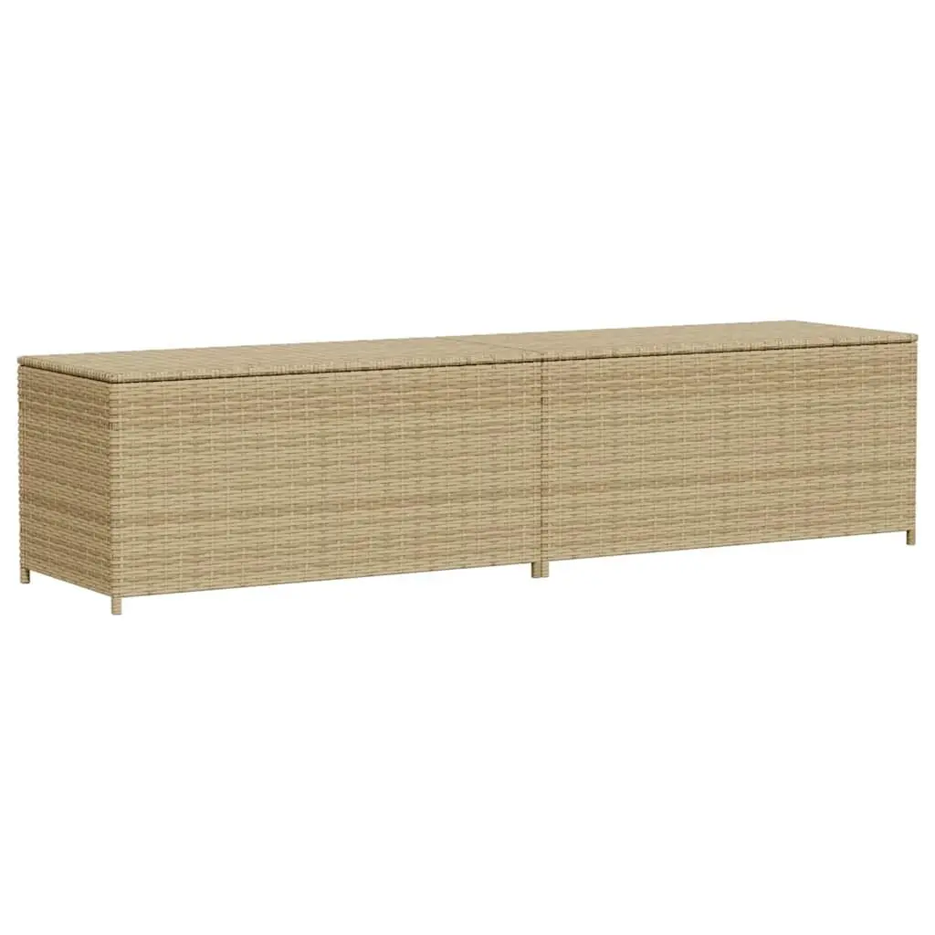 Garden Storage Box Outdoor Patio Furniture Beige Poly Rattan 469L Waterproof