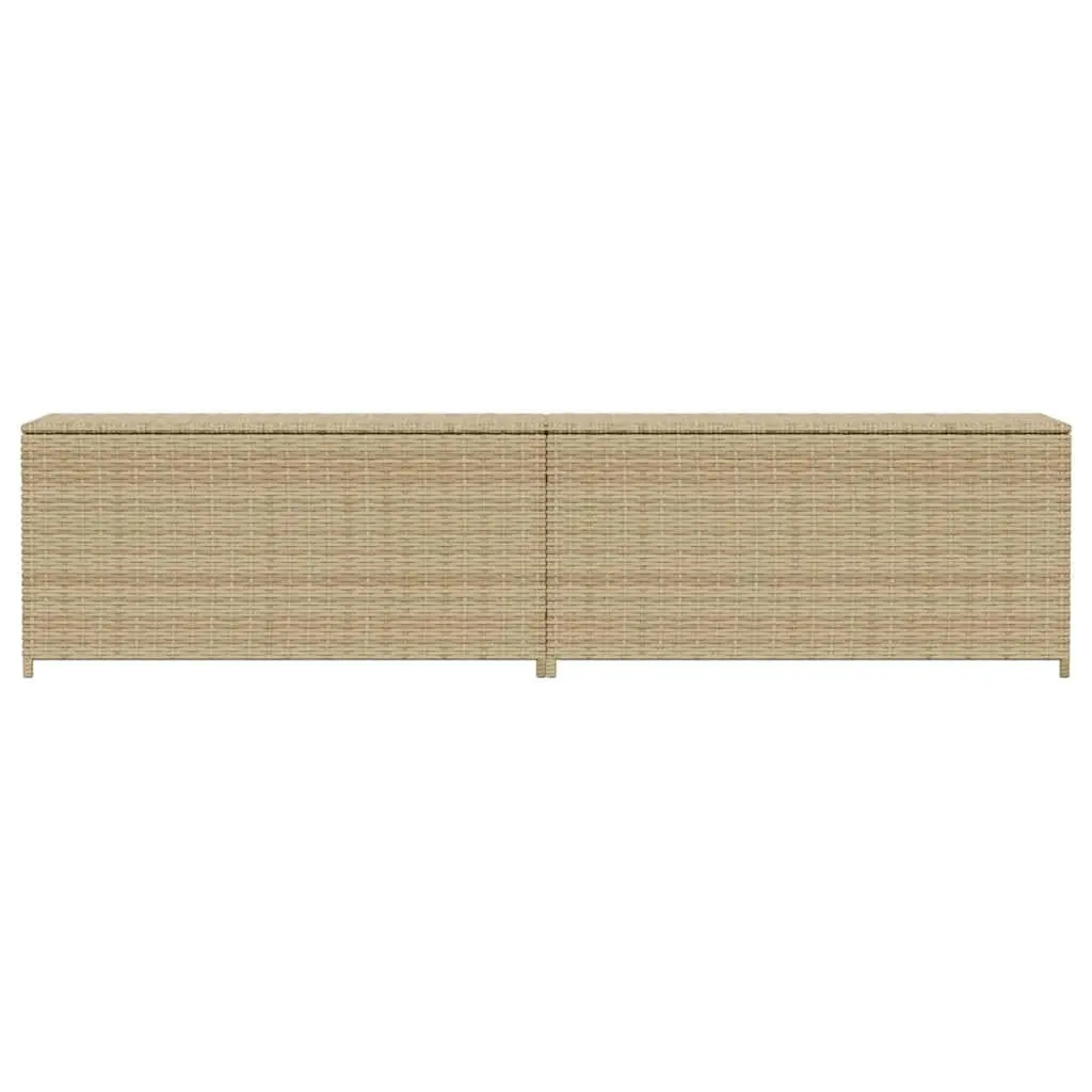 Garden Storage Box Outdoor Patio Furniture Beige Poly Rattan 469L Waterproof