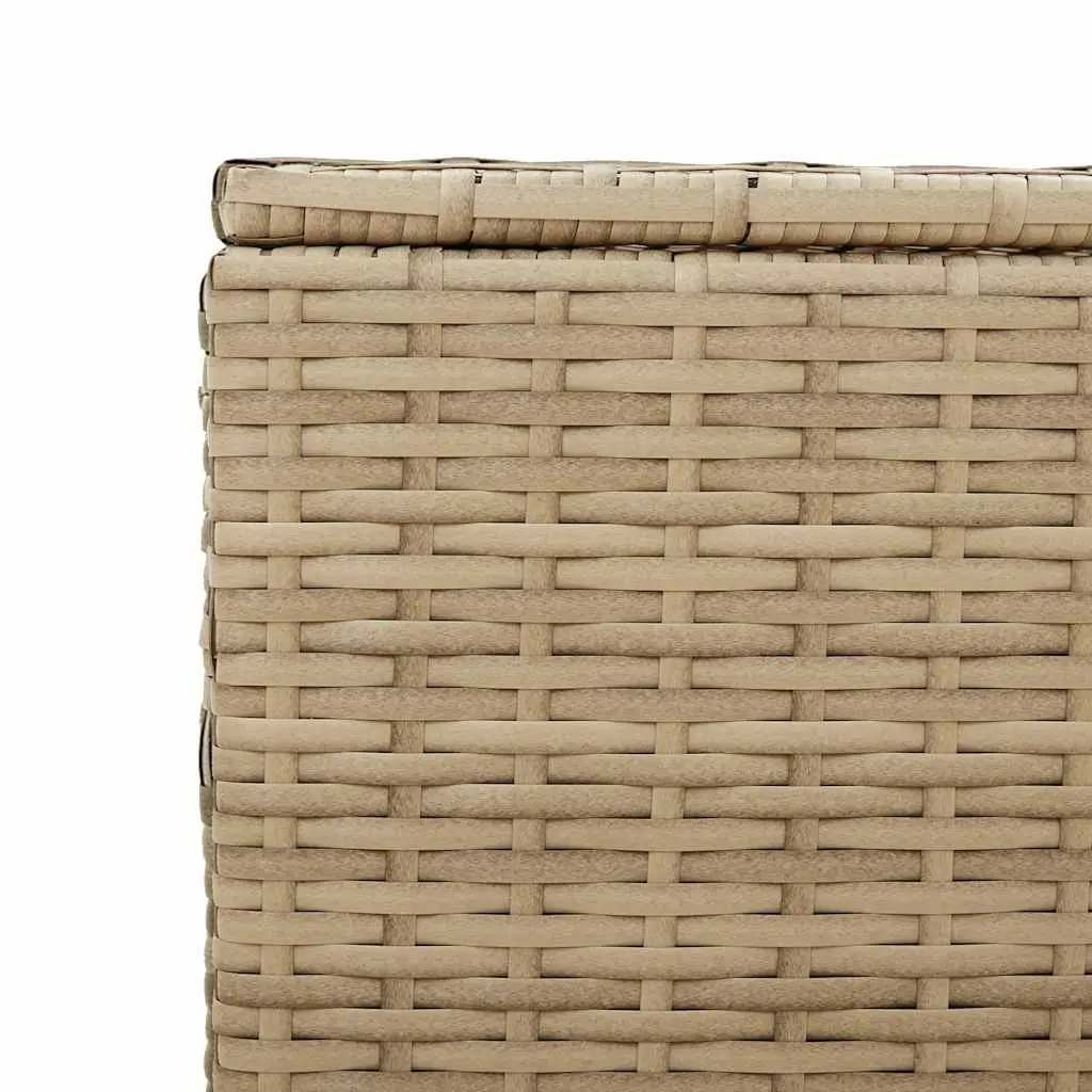 Garden Storage Box Outdoor Patio Furniture Beige Poly Rattan 469L Waterproof