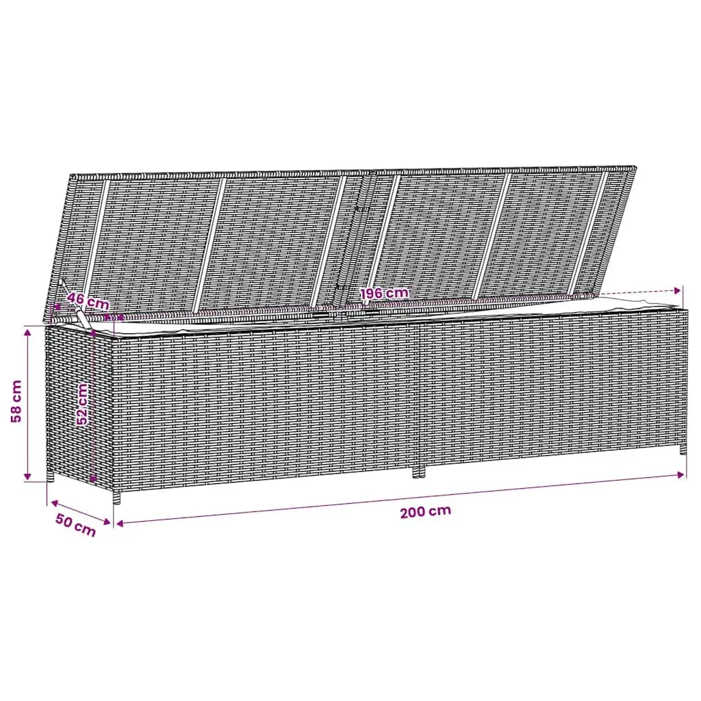 Garden Storage Box Outdoor Patio Furniture Beige Poly Rattan 469L Waterproof