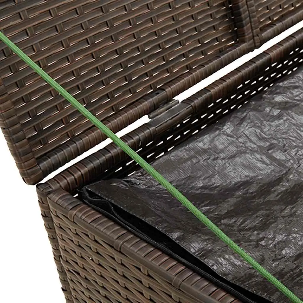 Garden Storage Box Outdoor Use 291L Brown Poly Rattan