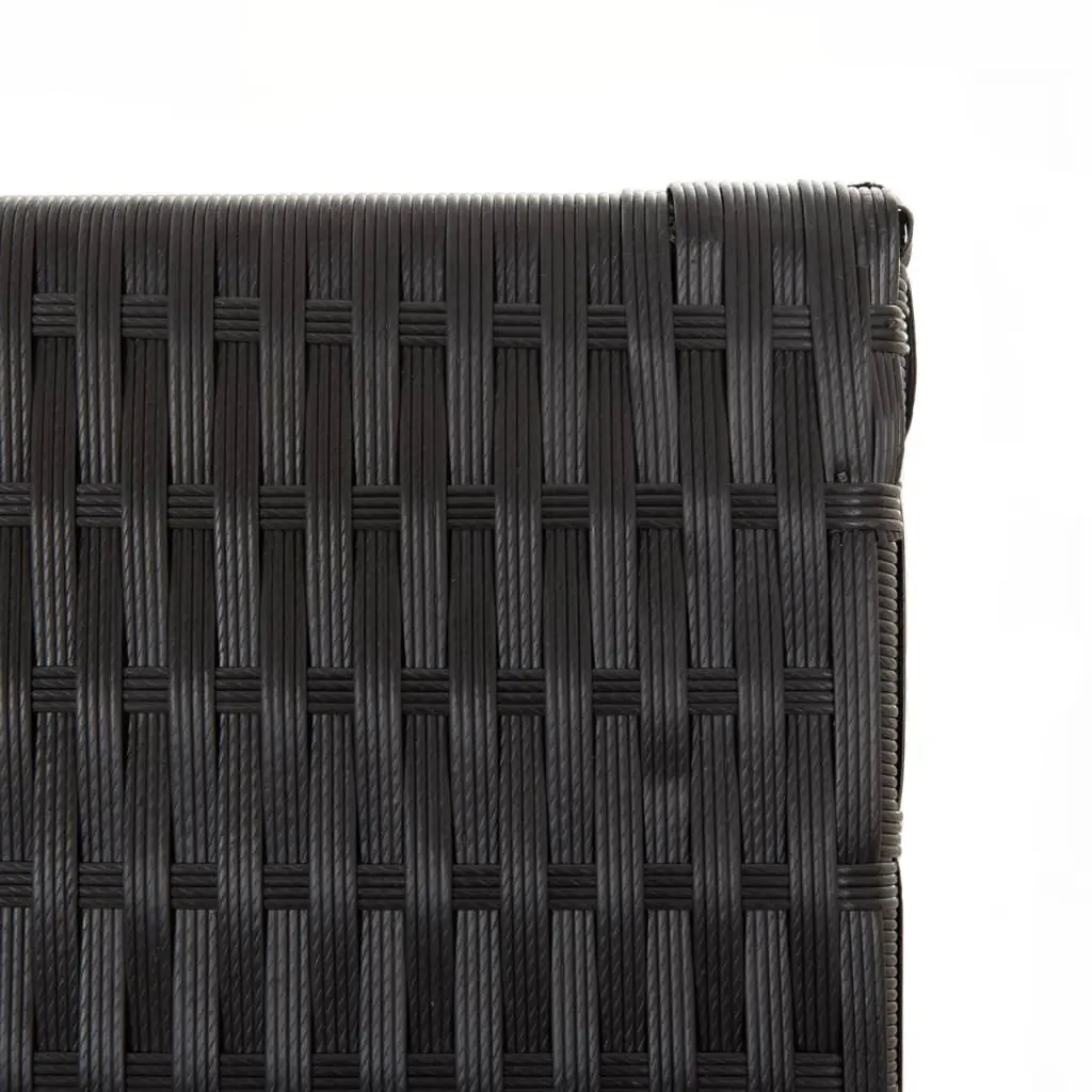 Room Divider Privacy Screen 5 Panels Black Poly Rattan Folding Partition