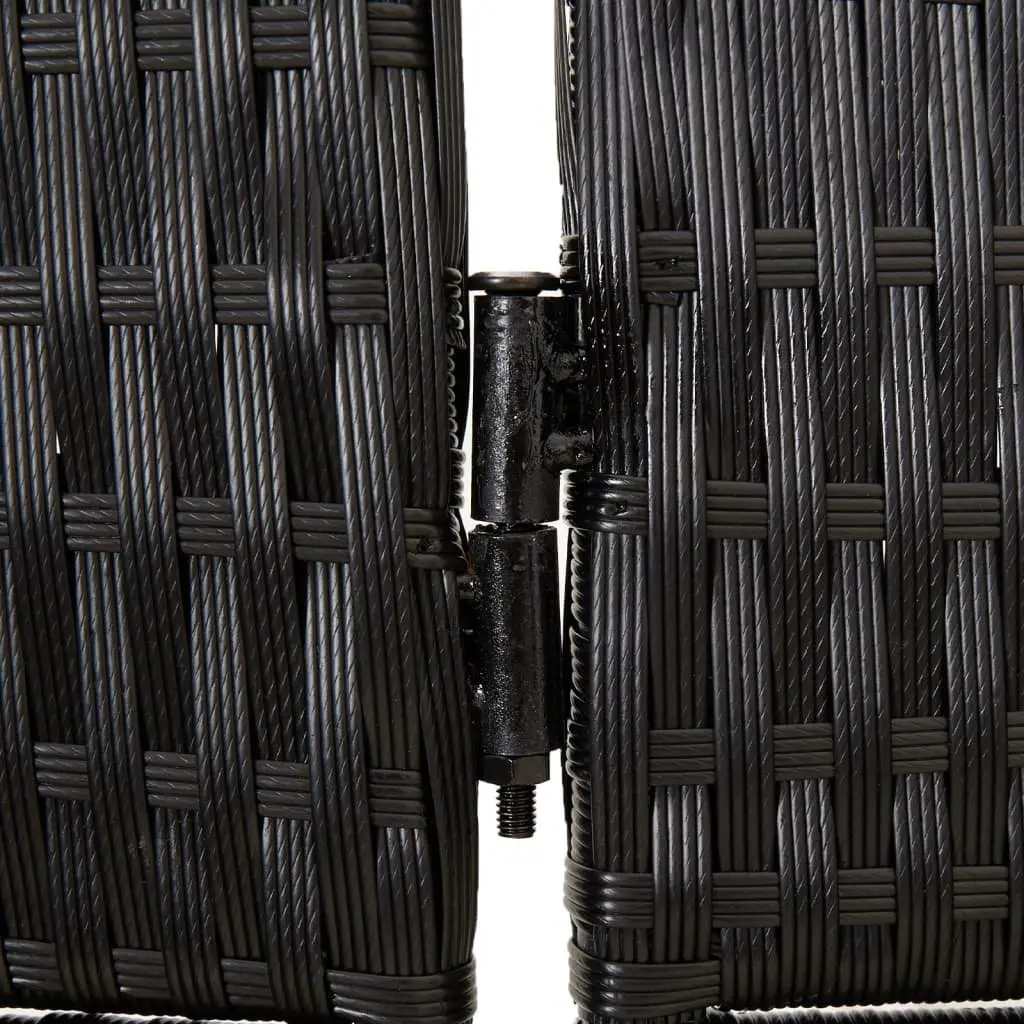 Room Divider Privacy Screen 6 Panels Black Poly Rattan Folding Partition