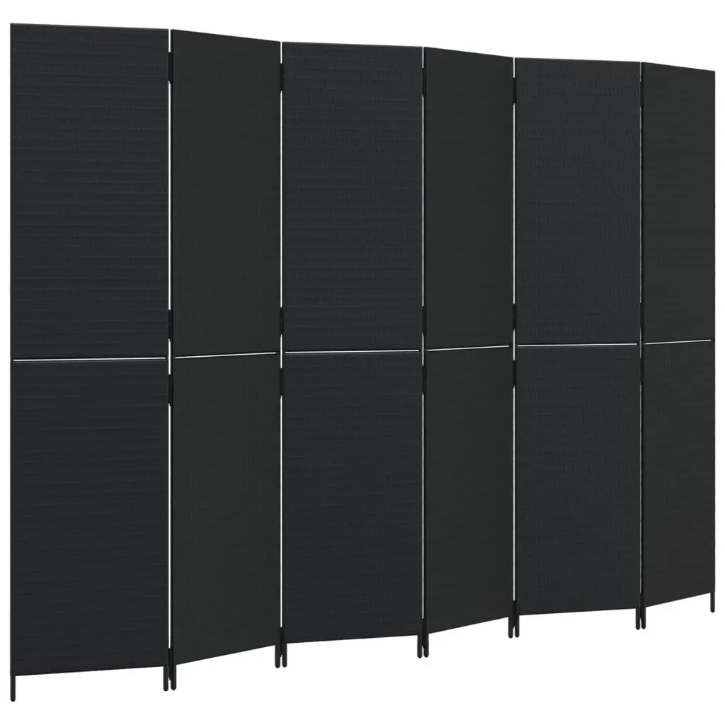 Room Divider Privacy Screen 6 Panels Folding Partition Black Indoor Outdoor