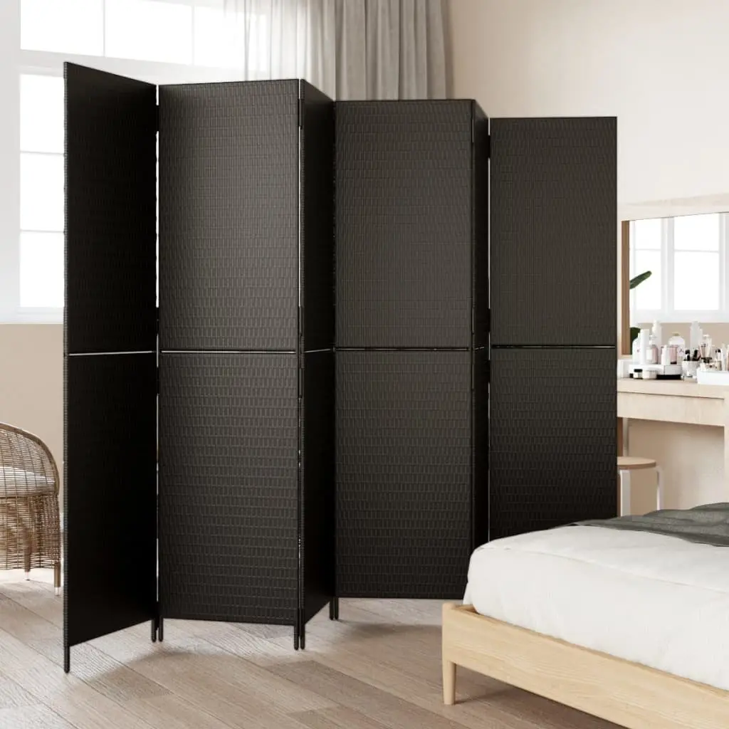Room Divider Privacy Screen 6 Panels Folding Partition Black Indoor Outdoor
