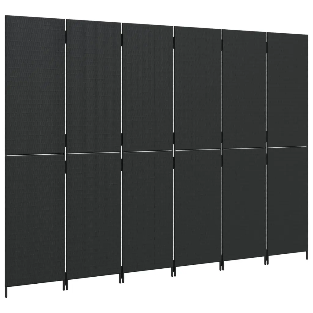 Room Divider Privacy Screen 6 Panels Folding Partition Black Indoor Outdoor