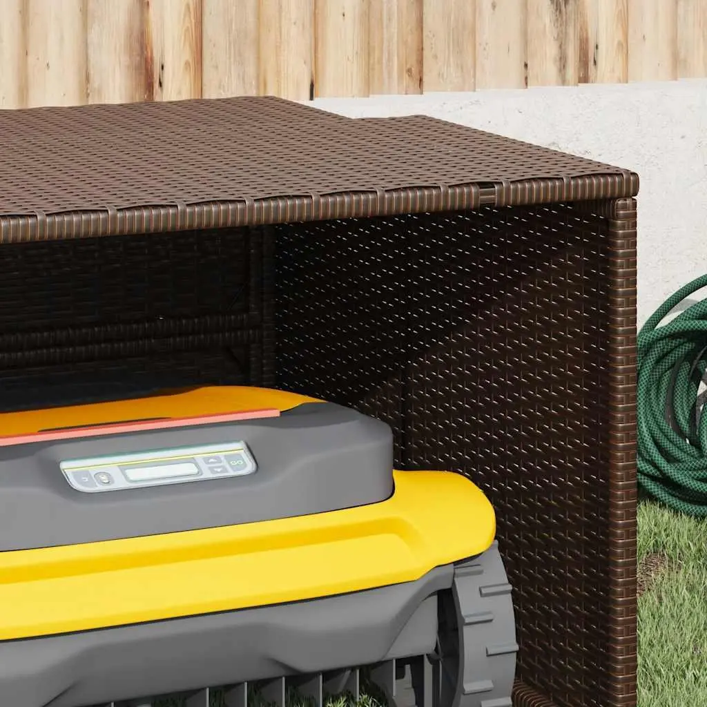 Robot Mower Garage Outdoor Storage Shed Weather Resistant Brown 86 x 90 x 52/57 cm