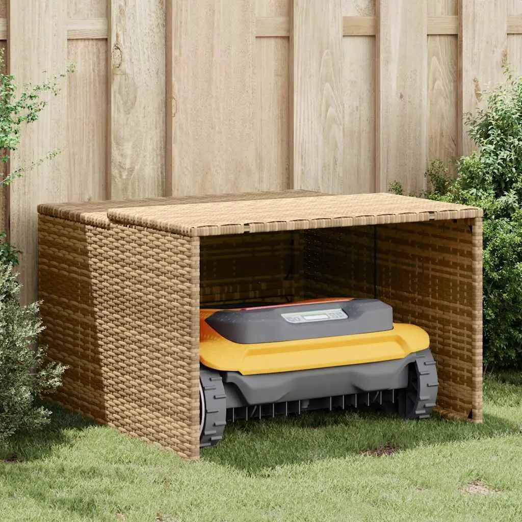 Robot Mower Garage Protective Shelter Outdoor Storage Shed Beige 86 x 90 x 52/57 cm