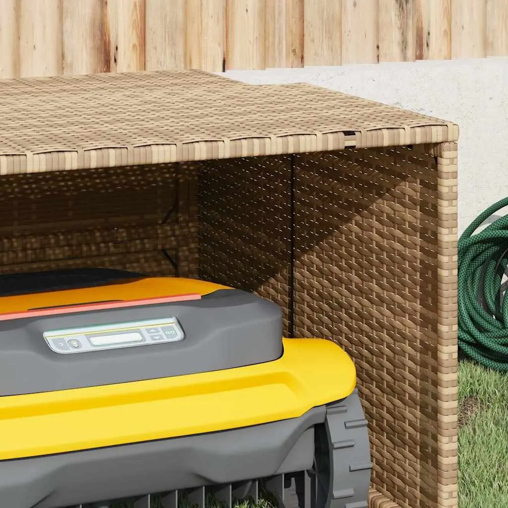 Robot Mower Garage Protective Shelter Outdoor Storage Shed Beige 86 x 90 x 52/57 cm