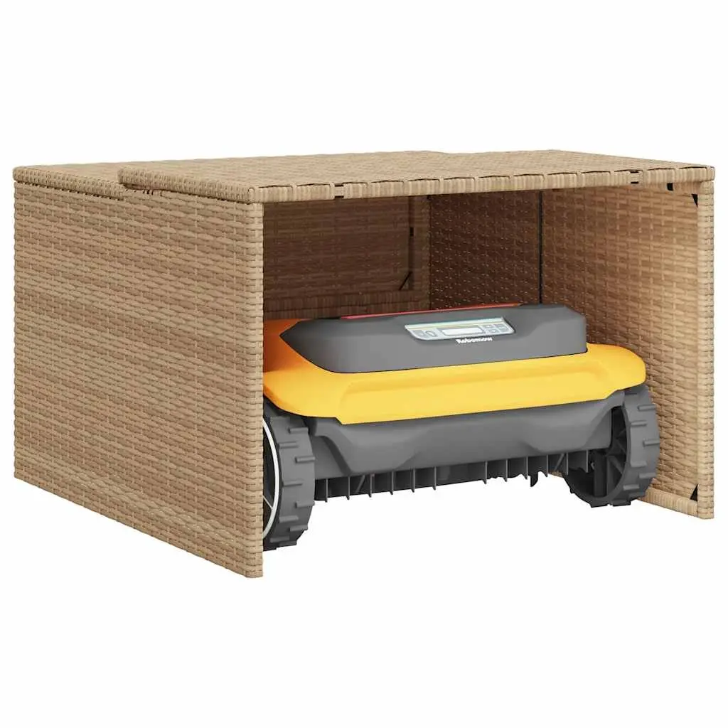 Robot Mower Garage Protective Shelter Outdoor Storage Shed Beige 86 x 90 x 52/57 cm