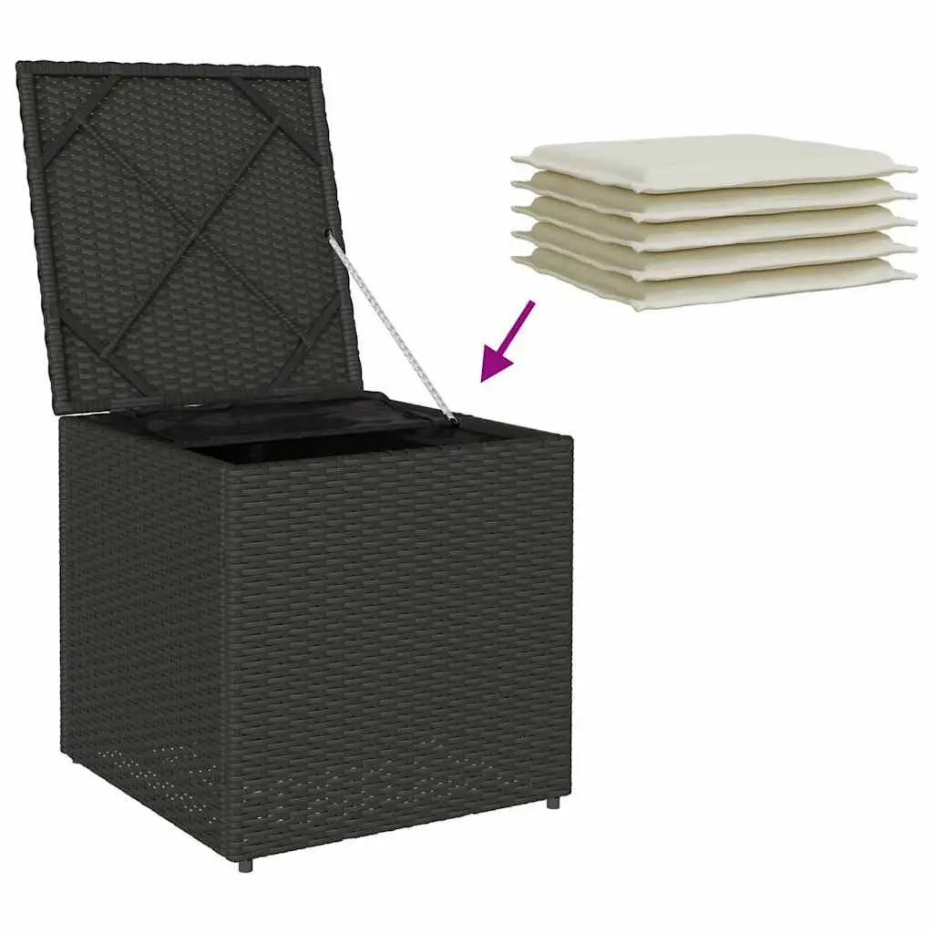 Cushion Storage Box Outdoor Poly Rattan Rectangular 50cm Black