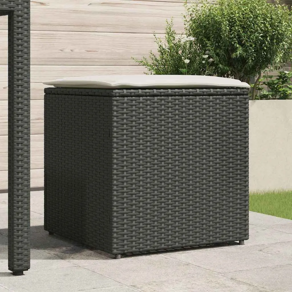 Cushion Storage Box Outdoor Poly Rattan Rectangular 50cm Black